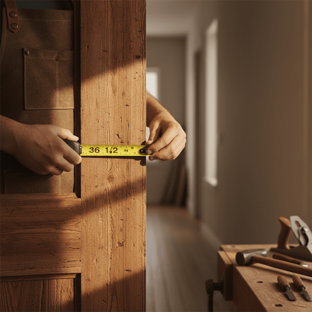 Medición de marco de puerta en madera