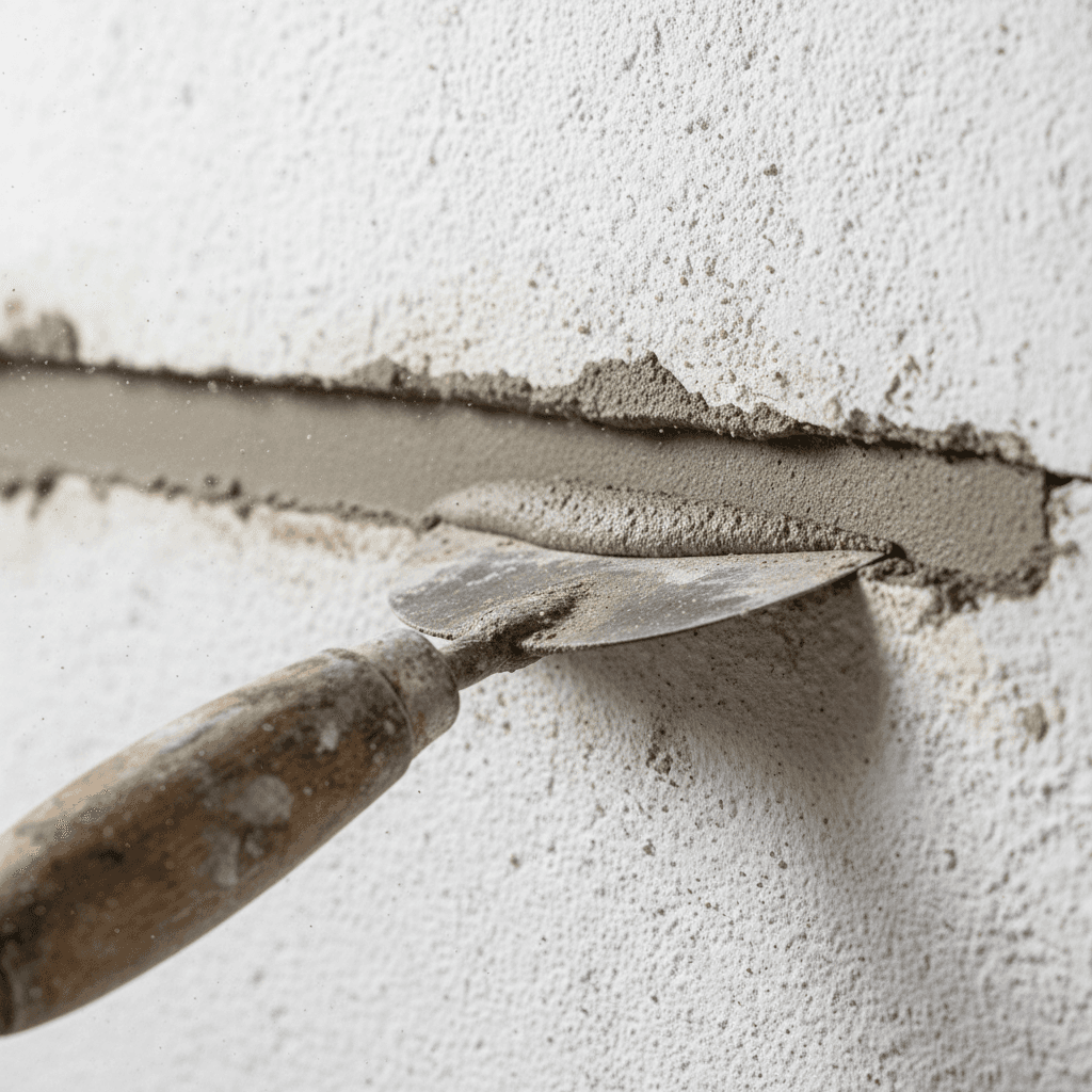 Reparación de grietas en pared con masilla