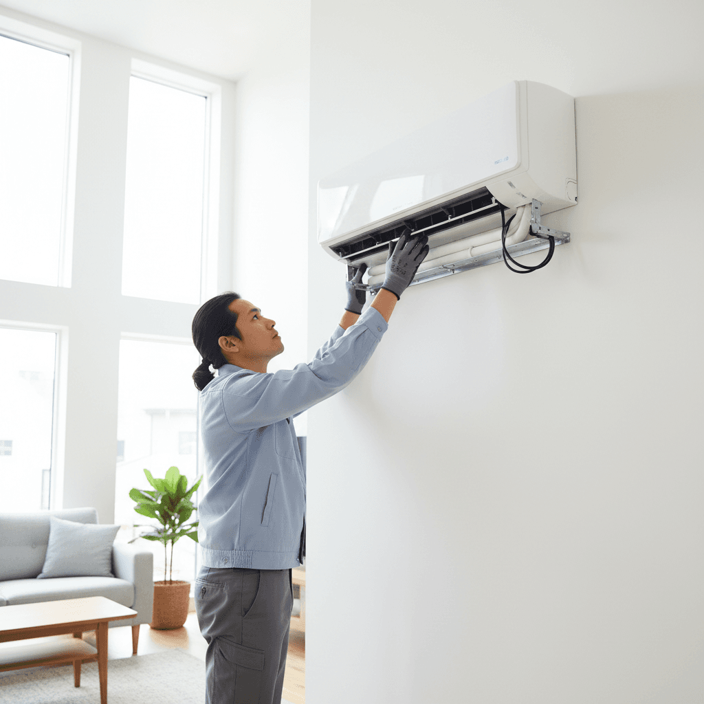 Instalación de unidad de aire acondicionado