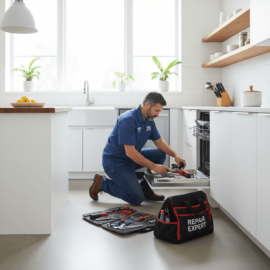 Técnico realizando reparación en propiedad