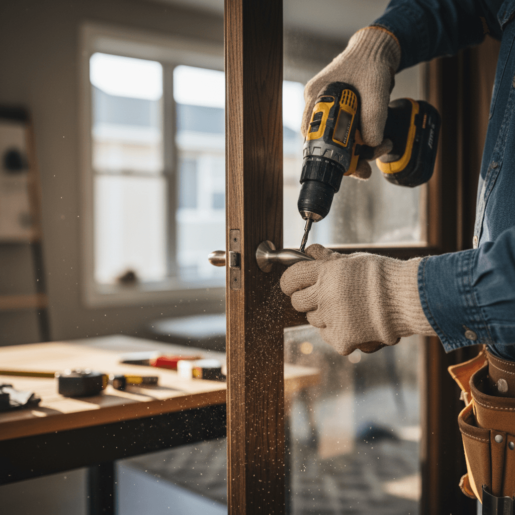 Técnico realizando reparaciones en propiedad residencial